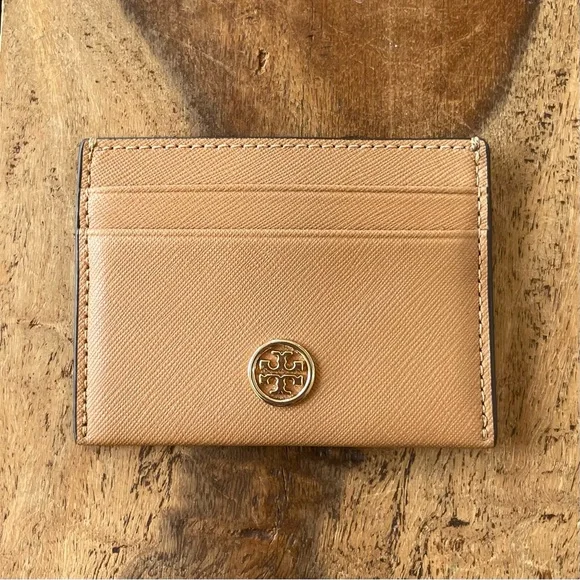 Tory Burch Robinson Leather Card Case in Cardamom (Tan) - Picture 2 of 10
